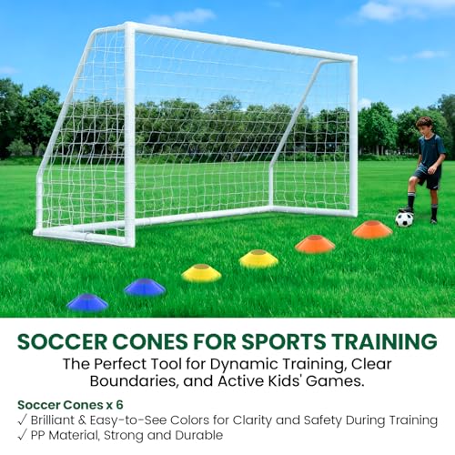 NAIZEA Soccer Goals - 24x8/21x7/18x7/12x6/16x7/10x6/8x6/6x4FT Soccer Goals for Backyard - Metal Soccer Goal for Youth Adult - Multiple Sizes Colors- Perfect for Games Indoor Outdoor - size: 12ft x 6ft, style: Trainer-White/PVC