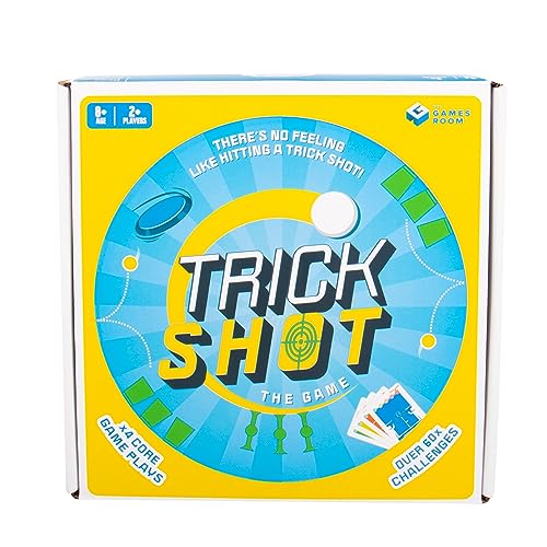 Fizz Creations Trick Shot The Game. Includes All You Need to Practice the Perfect Shot! Includes Stacking Cups, Ping Pong Balls, Sticky Darts, Throwing Disc & Challenge Cards. Garden Games Party Games
