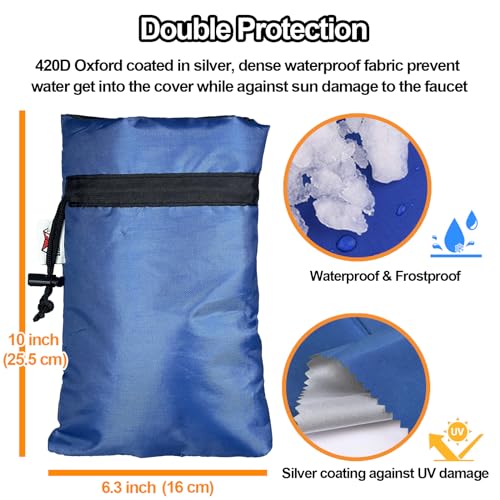 Enlarge Outdoor Faucet Cover for Winter Freeze Protection, 3M Thinsulate, 10”H x 6.3”W Hose Bib Covers for Wall Taps Outside, Waterproof & Frost Free Insulated Spigot Cover, 4 Pcs Faucet Socks - Blue - color: Blue, size: 6.3"W x 10"H (4pcs)