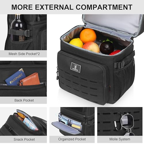 VS VOGSHOW Insulated Double Deck Cooler Backpack for Men Women, 36 Cans Large Leakproof Cooler Bag for Camping, Hiking, Picnic, Fishing, Beach, Travel - color: Black