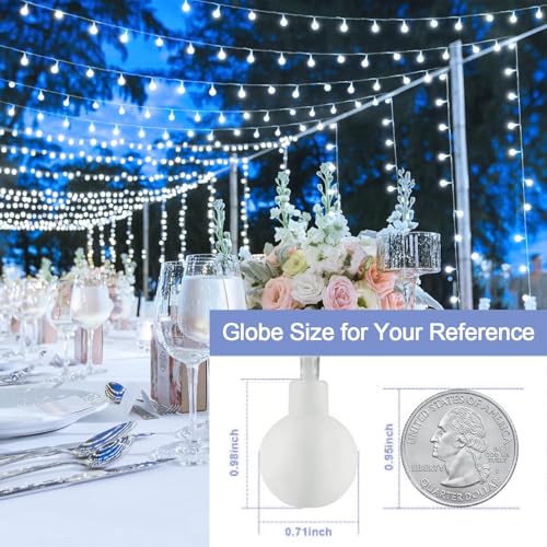 JMEXSUSS 100ft Globe String Lights Indoor Outdoor Waterproof, 200 LED White Christmas Fairy Lights Plug in with Remote, Connectable Hanging Lights for Bedroom Patio Holiday Tree Party Christmas Decor - color: White, size: 200 LED Plug
