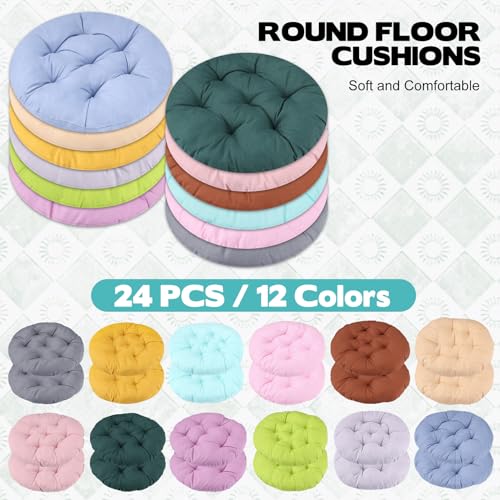 24 Pcs 16 Inch Round Floor Pillows Round Floor Cushions for Kids Adluts Flexible Seating Pillows Chair Floor Cushion Reading Cushion for Classroom Home School Playing Supplies 12 Colors - size: 24 pcs