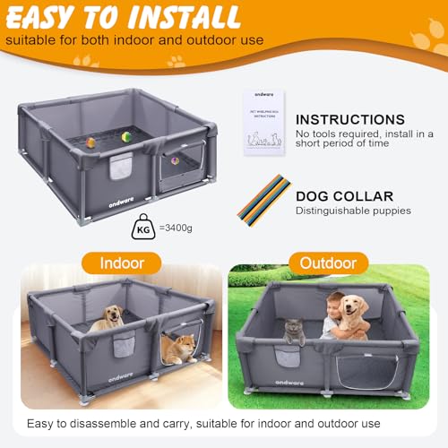Whelping Box for Dogs and Puppies, 48×48×18 in Whelping Supplies with Waterproof Whelping Pad for Medium Small Dogs - style: 48×48×18in