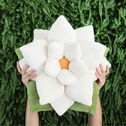 Green Philosophy Co. Poinsettia Pillow – Large Soft 3D Flower Throw Pillow, Marshmallow White Decorative Pillow for Couch & Bed, Cute Premium Gift for Plant Lovers, Star-Shaped - color: Marshmallow White