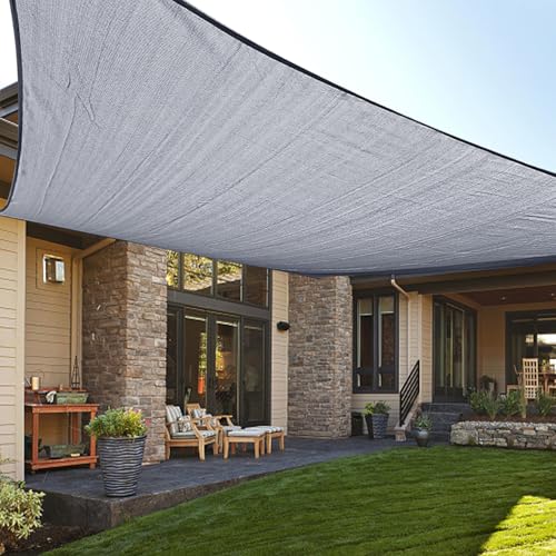 LOVE STORY 6.5' x 10' Sun Shade Sail Rectangle Sunshade UV Block Patio Shade Sail for Garden Backyard, Silver Grey - color: Silver Grey, size: 0 6.5' x 1 0'