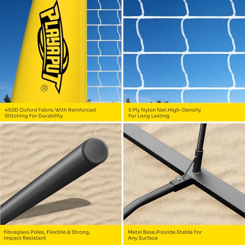 PLAYAPUT 12FT Freestanding Volleyball Net,Height Adjustable Volleyball Training Net For Hitting,Serving,Setting Practice,Protable Volleyball Nets With Volleyball,Carrybag,Perfect For Indoor Or Outdoor