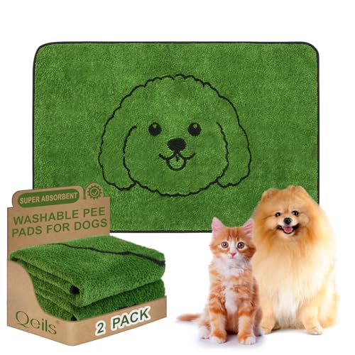 Qeils Reusable Puppy Pads, Washable Pee Pads for Dogs 2 Pack Durable Absorbent Leakproof Dog Training Pads for Home or Travel, Non-Slip Wee Wee Pads Potty Pads 36"x24" - size: 36"x24"(Pack of 2)