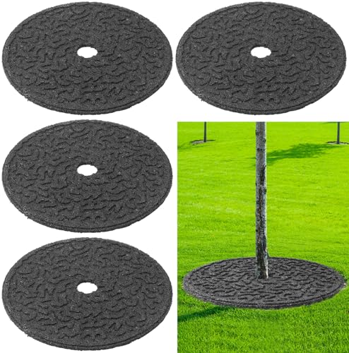 Peryiter 6 Pcs Rubber Mulch Tree Ring, Heavy Duty Rubber Mulch Mat, Tree Protector Weed Barrier Mats, Round Root Barrier for Root Protection Weed Grass Control (24 Inches) - style: 24 Inches