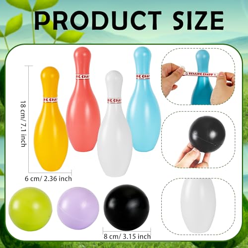 2 Pack Bowling Set Indoor Outdoor Bowling Games Include 20 Bowling Pins and 4 Plastic Ball Lawn Bowling Toy for Kids Boys Girls Family Party Birthday School Educational Gift (Color Set 2) - color: Color Set 2