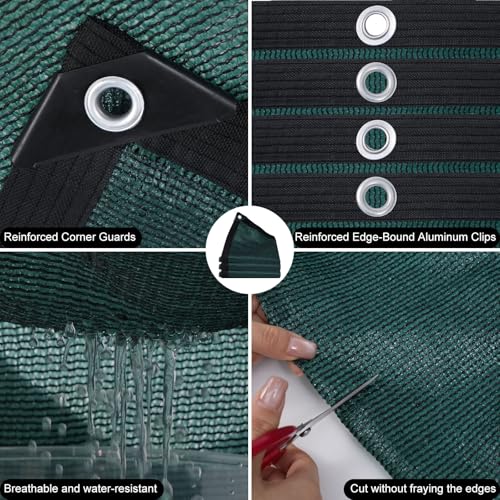 80% Garden Shade Cloth Sun Shade Fabric – UV Resistant Durable Sunblock Netting for Plants,Outdoor Patio,and Greenhouse Coverage[Green 8×16FT] - size: 8×16FT
