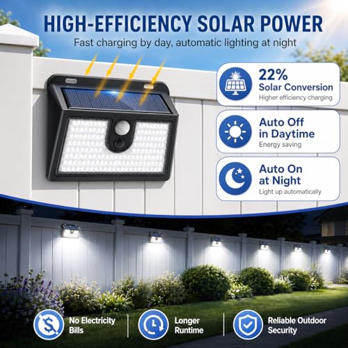 [6 Packs] Solar Motion Sensor Outdoor Lights, Super Bright Solar Lights Outdoor Waterproof, 3 Lighting Modes Security Wall Light for Outside Walking Dog Fence Backyard Deck Garden Door Step Garage - color: Cool White, size: 6 Pack