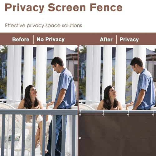 Waterproof Fence Privacy Screen 3'3"x6'6" Polyester Balcony Sun Shade Cloth Outdoor Shade Sail Decorative Fences for Deck Patio Backyard Porch Railing - color: Coffee-Waterproof, size: 3'3"x6'6"