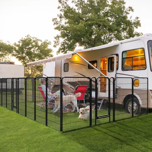 Yaheetech Dog Playpen Outdoor, 47 inch 16 Panels Dog Pen Indoor Heavy Duty Puppy Exercise Pen Metal Pet Fence for RV Camping/Yard/Garden - size: 47"