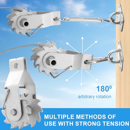 Sunshade Hardware Kit with Ratchet Winch Wire Cable for Triangle Rectangle Sun Shade Canopy Installation, 304 Stainless Steel Shade Awning Kit for Outdoor,Garden,Kitchen,Patio Lawn - size: Hardware Kit with Ratchet Winch