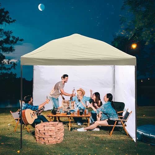 10x10 Canopy Replacement top,10x10ft Pop Up Canopy Top Cover,Silver Coated Durable Replacement Canopy top for Straight Leg Canopy Frame,Beige(1 PCS Top Cover Only) - color: Beige
