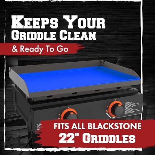KITCHEN PERFECTION 22" Premium Silicone Griddle Cover Mat For Blackstone Griddle 22 Inch - Hermetic Protection From Rust & Debris All Year, Fits All Blackstone 22 Inch Models - Food Grade Silicone - color: Classic Blue 22 inch