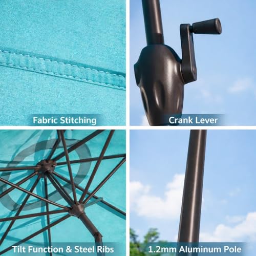 BrylaneHome Outdoor Tilt-And-Crank Umbrella With 8 Sturdy Steel Ribs Heavy Duty Fade-Resistant Tilting Shade Patio Garden Backyard Décor Pool Home - color: Cypress Midnight, size: 9' Tilt-and-crank Umbrella