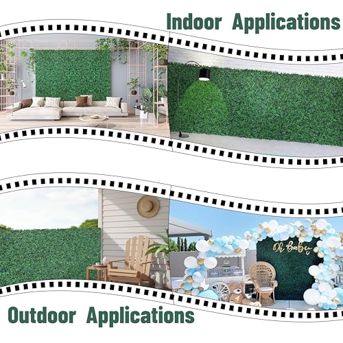 Heavy Duty Boxwood Panel 12 Pack 20"x20" - Artificial Grass Wall Panel, Dense Privacy Hedge with Zip Ties, UV Protected Faux Greenery Backdrop for Garden Fence Outdoor Decor (33 Sq Ft) - color: Green, size: 12 packs