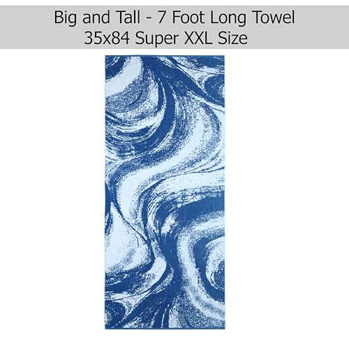 COTTON CRAFT Oversized Beach Towels - 2 Pack XXL 35x84 - Summer Wave - The Big Kahuna 7 Foot Extra Large Beach Blanket Towel - Big & Tall - 100% Cotton Jacquard Velour Soft Pool Bath Towel - Blue - color: Surf Blue, size: 2 Pack - 35x84