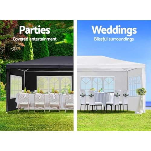 10' X 20' Outdoor Tents for Parties Black Canopy Tent Wedding Tent with 6 Removable Sidewalls, Heavy Duty Waterproof Gazebo Patio Shelter for BBQ Camping Party Cater Events - color: Black with 6 Sidewalls, size: 10FTx20FT
