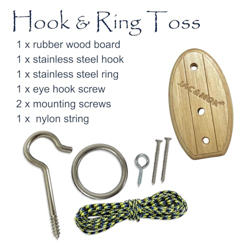 Hook and Ring Toss Game Swing Game DIY Kit -Stainless Steel Ring, Polyester Rope and Hardware - style: short board -green 1