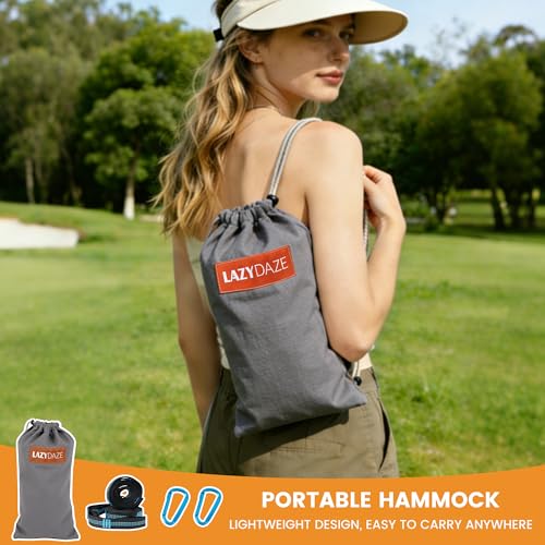 Lazy Daze Hammocks Double Brazilian Cotton Hammock, Extra Large Portable Outdoor Camping Hammock with Tree Straps & Travel Bag for Backyard Patio Poolside Indoor, 550lbs Capacity, Light Gray - color: Light Gray