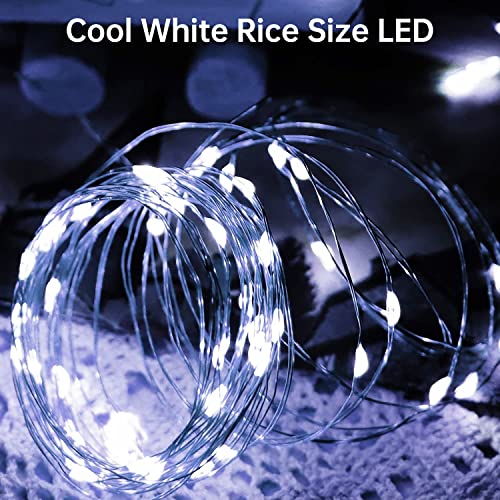 Blingstar USB Powered Fairy Lights, 2 Pack 33Ft 100 LED, Flexible Silver Wire, Mini String Lights for Christmas Tree/Bedroom/Camping/Dorm Indoor Decoration, Cool White - color: Cool White
