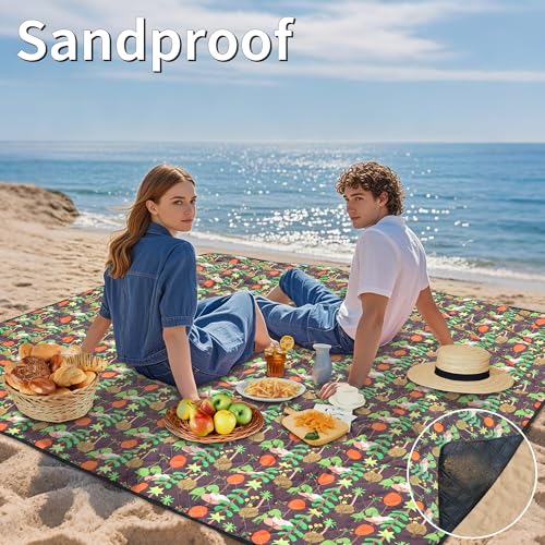 Outdoor Picnic Blanket Brown Tree 80"x80" Large Sandproof Beach Blanket Waterproof Picnic Blankets Foldable for Caming, Beach, Outdoor Activities. - color: Browntree, size: 80"x80"