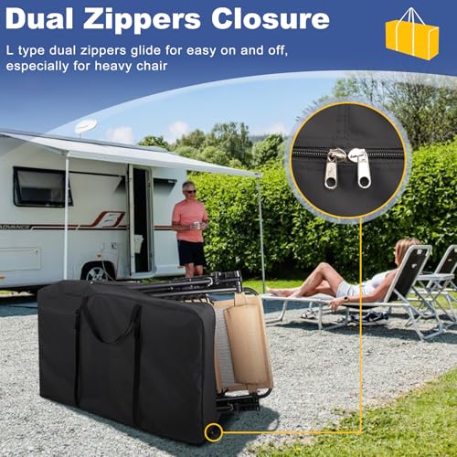 Explore Land Heavy Duty Chair Storage Bag for Folding Longue Zero Gravity Light Weight Transport Folding Rollator Walker (2PACK-Black) - color: 2 Pack: Black