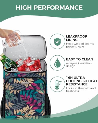 BAGLHER Lightweight Insulated Cooler Backpack - 30 Cans, Leak-Proof for Lunch, Picnic, Hiking, Camping Trips - color: hawaii-titan
