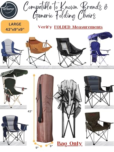 Replacement Bag for Folding Camping Chair, Portable Camp Chair, Hammock, Yoga Mat, Umbrella, Tents, Tripods, Fishing Poles - 420D Oxford Polyester Fabric - color: Brown, size: Large 43"x9"x9"