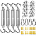 Shade Sail Hardware Kit, 6 Inch 304 Marine Grade Stainless Steel Sun Shade Hardware Kit for Triangle/Rectangle/Square Sun Shade Sails Installation (80 PCS) - size: 6#-80pcs, style: Classic