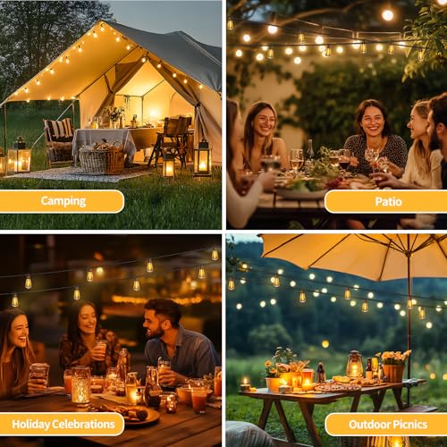 SANBEN 50ft Solar String Lights with Remote, 25+1 Bulbs Solar Patio Lights Outdoor Waterproof, Solar Powered Dimmable Deck Lights for Garden Porch Party - size: 50ft-ST38