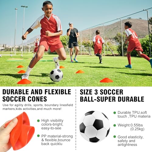 VAVOSPORT Soccer Goal, 2 of 6'x4' Kids Soccer Goals for Backyard Set, Portable Pop Up Soccer Net, Practice Soccer Training Equipment with Ball, Cones for Toddler,Youth Sports Outdoor Games Yard Play - color: Red