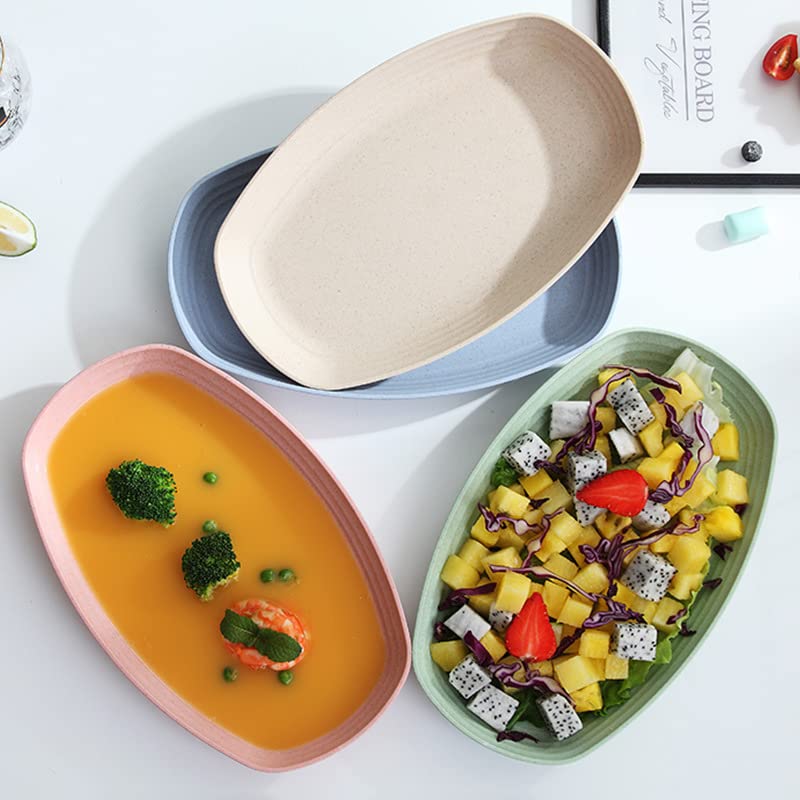 shopwithgreen Lightweight Wheat Straw Plates - 4 Pack 11.4'' Unbreakable Sturdy Plastic Dinner Plates, Dishwasher & Microwave Safe Plates Set, BPA Free, Non-Toxic - color: 4 Pack, size: 11.4 ''