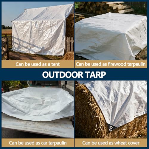 10X20 Feet Thickened Waterproof Tarp, 16 Mil Heavy-Duty Trap, Tarpaulin Cover for Camping, Emergency Rain Shelter, Outdoor Gear Protection, UV Resistant, Reinforced Grommets. - color: 16 Mil, size: 10X20 feet