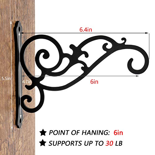 2 Pieces 6-Inch Outdoor Indoor Small Decorative Iron Wall Hooks for Hanging Lanterns Solar Lights Hummingbird Feeders Wind Chimes Hangers, Black
