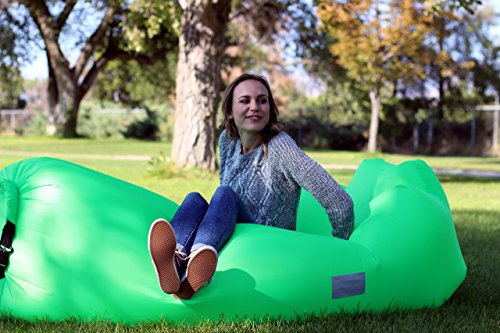 WEKAPO Inflatable Couch Air Lounger Chair - Camping & Beach Accessories, Portable Blow up Sofa for Hiking, Lawn, Indoor/Outdoor Movies & Music Festivals. Lightweight and Easy to Set Up Air Hammock - color: Green