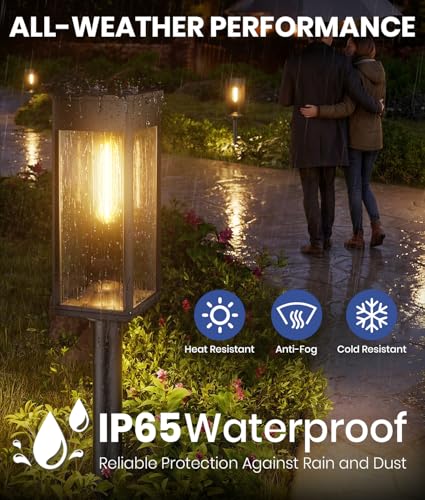 NEWMESSI Solar Pathway Lights Outdoor, 4 Pack Garden Lights IP65 Waterproof, Bright Solar Powered for Outside Yard Path Lawn Walkway Driveway Lighting Landscape Decor (Warm White) - color: Square Warm White, size: 4 Pack