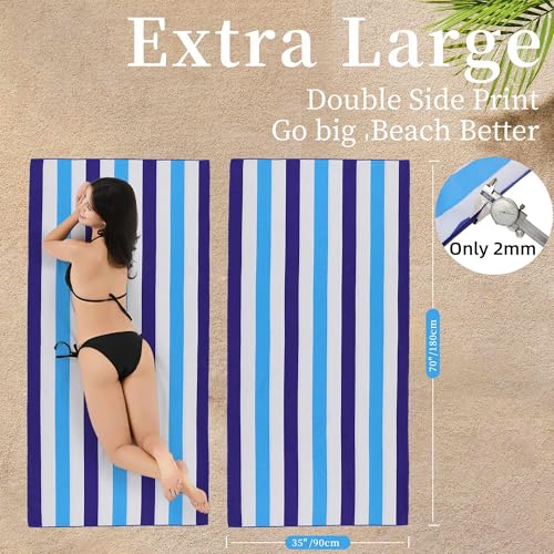 Microfiber Extra Large, Oversized Beach Towels (70x35'') -4 Pack XL Quick Dry Blue Pink Aqua Coffee Striped Towels for Adults & Women，Sand Free for Pool,Swim,Travel,Absorbent & Lightweight - color: 4 Pack Blue Pink Aqua Coffee Upgraded Version