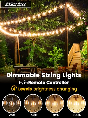 Outdoor String Lights with Remote 50FT - Dimmable Patio Lights with Waterproof G40 LED Globe Bulbs, Connectable Shatterproof Hanging Lighting for Outside Bistro Garden Backyard Deck Decor - color: G40-Globe Bulb, size: 50ft With Remote