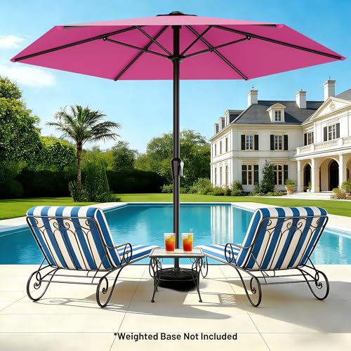 AreShark 11 FT Patio Umbrella for Outdoor, Outdoor Table Umbrella with Push Button Tilt and Crank, Outdoor Patio Umbrellas with 6 Sturdy Ribs, Patio Umbrellas for Market, Garden, Pool (Rose Pink) - color: Rose Pink, size: 11ft