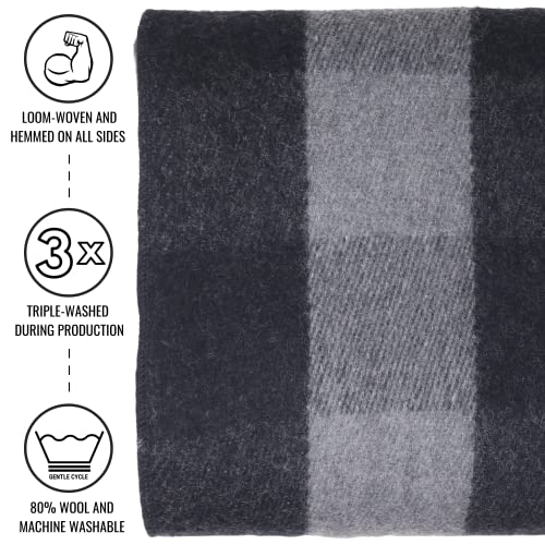 Arcturus Military Wool Blanket - Warm, Thick, Washable - Great for Outdoors, Camping, Stadium Blanket, Picnics, Travel - Car & Bushcraft Survival Kits - color: Gray Buffalo