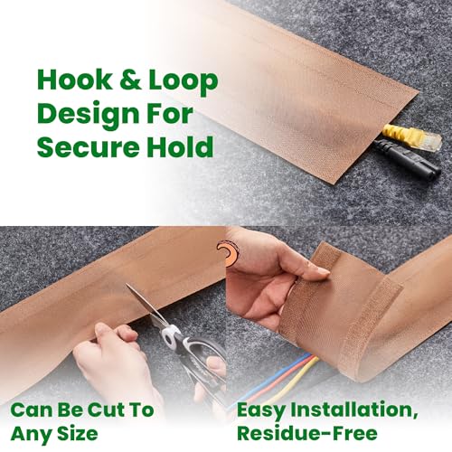 ECOHomes Carpet Cord Cover (Brown, 4 Inch x 20 FT) | Cord Covers for Carpet to Hide Floor Cables and Electric Wires, Low Profile Cord Hider for Extension Cords and Cable Management in Home and Office - color: Brown, size: 4 Inch x 20 FT