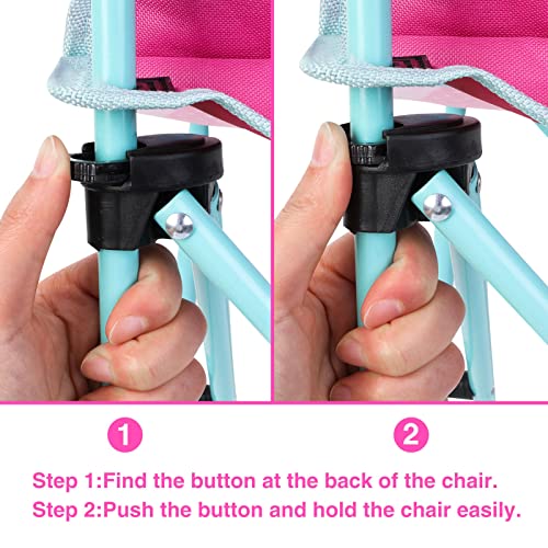 KABOER Kids Outdoor Folding Lawn and Camping Chair with Cup Holder and Carrying Bag, Children's Camping Chairs - color: Pink Unicorn