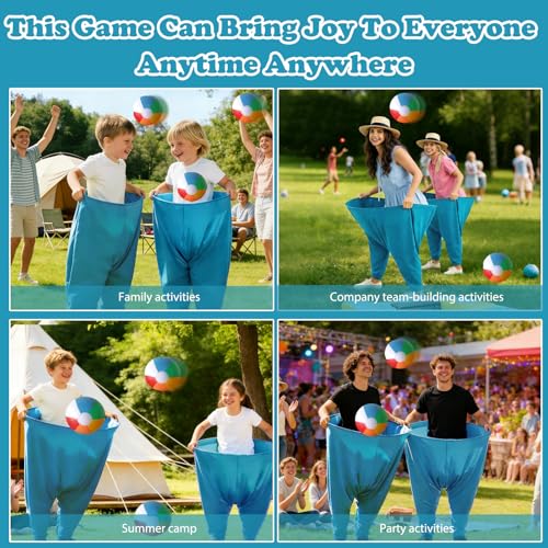 Granny Pants Yard Game Set Giant Outdoor Party Activity for Kids and Adults, Big Pants Ball Catching Set with 4 Balloons and Pump, Funny Lawn Activity, Ring Toss Games (Blue) - color: Blue