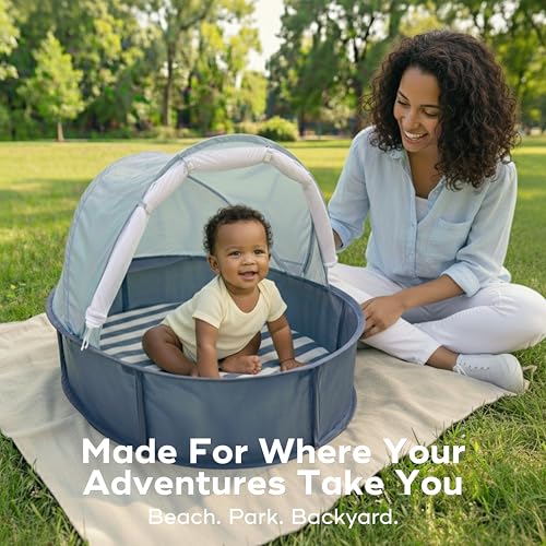Babymoov Babyni Anti-UV Pop-Up Tent, UPF 50+ Sun Protection, Portable Baby Sun Shelter with Mosquito Net, Lightweight Travel Tent for Beach, Park & Outdoor Use