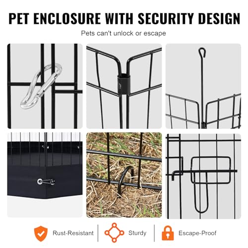 VEVOR Dog Playpen, 4 Pcs 24 x 36 in Panels Foldable Metal Pet Exercise Pen, Dog Fence Indoor and Outdoor Pen with Door, Top Cover, and Bottom Pad, Pet Playpen for Dogs, Cats and Other Small Animals - size: 4 panels 24*36in, style: Playpen + Top Cover & Bo