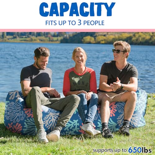AlphaBeing Inflatable Lounger Beach Chair Accessories, Air Sofa Hammock Inflatable Couch for Camping Backyard Lakeside with Compression Sacks, Ideal Outdoor Gifts for Adults - color: Coral Navy