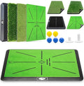 Golf Hitting Mat with Golf Tees - Golf Practice Mat for Swing Path Feedback Detection Batting, Golf Chipping Mat with Extra Replaceable No-Slip Pads for Indoor/Outdoor Training